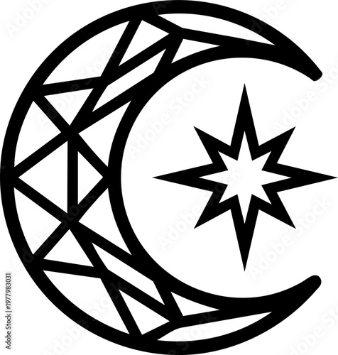 Modern Mystic Moon Crest With Stars And Celestial