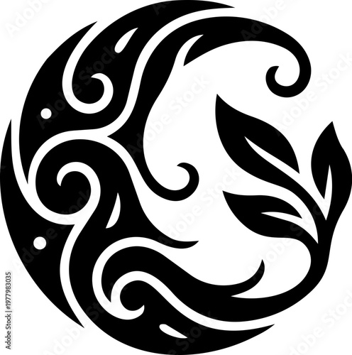 Modern Mystic Moon Crest With Stars And Celestial