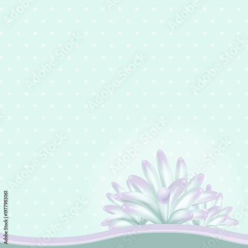 Pastel Floral Minimalist Background with Mint and Lilac Tones and Soft Polka Dot Pattern
