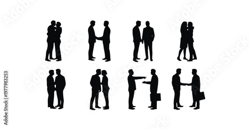 Business people silhouettes set for professional networking communication and partnership.