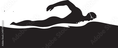 Silhouette of a swimmer performing a freestyle stroke