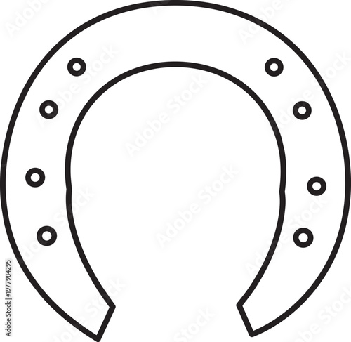 The horseshoe. A symbol of good luck. Black vector the white background