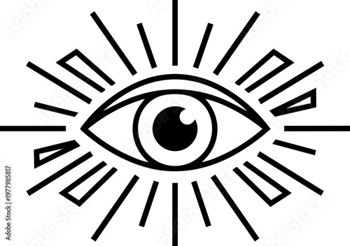 Mystic Celestial Eye With Stars And Cosmic Rays