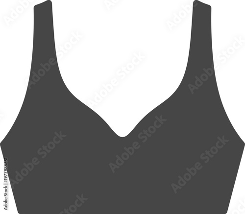 Dark gray sports bra with v-neckline.