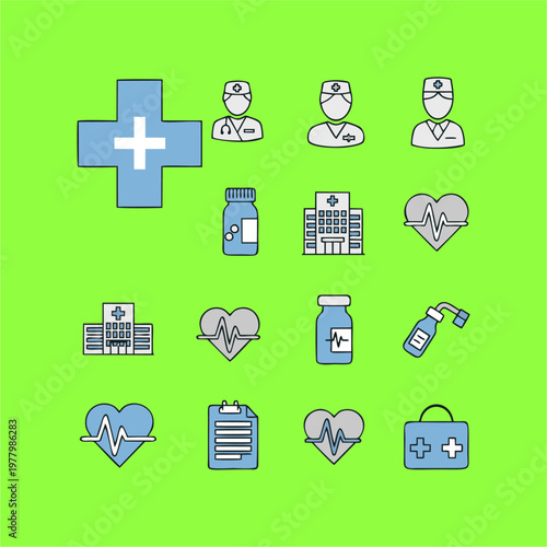 Medical and healthcare icons set for digital design.