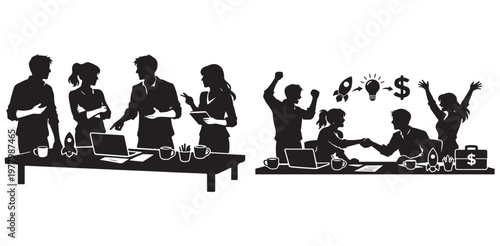 Transition from brainstorming to celebrating successful idea generation in a team meeting