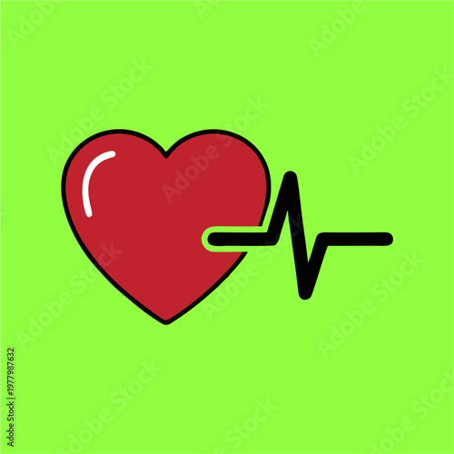 Red heart with a black heartbeat line.
