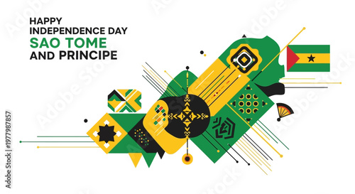 Happy Independence Day Sao Tome and Principe Abstract Illustration