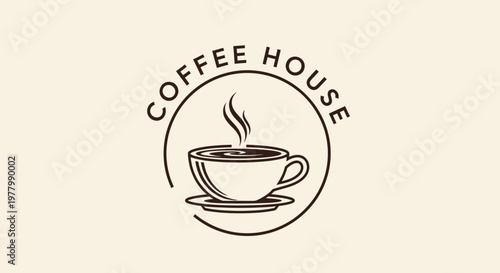 Simple cafe logo with coffee cup on saucer