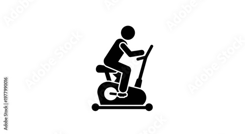 A person exercises on a stationary bike indoors with fitness equipment.