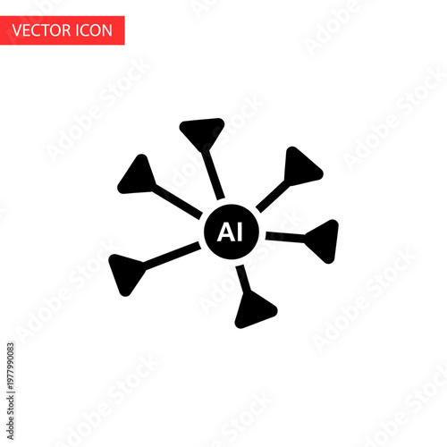 A solid black neural network icon represents artificial intelligence technology.