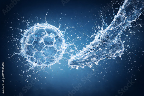 Soccer Ball Made of Water Splash Sports Concept