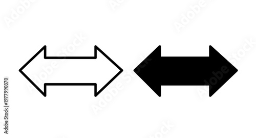 Horizontal Double Headed Arrow Vector Icon Set Outline and Solid Style