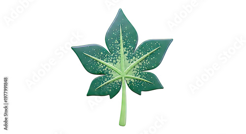 Green leaf with a speckled pattern