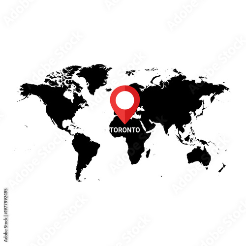Toronto location on the world map depicting geographical location for travel concept
