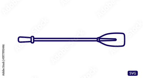 Simple Line Art Icon of a Rowing Oar on White Background