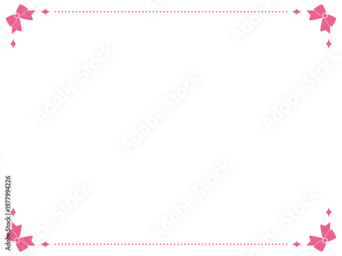 シンプルなリボンの上下フレーム〜ピンク〜
