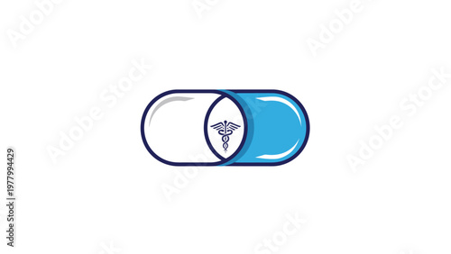 Medical pill with warning symbol inside.
