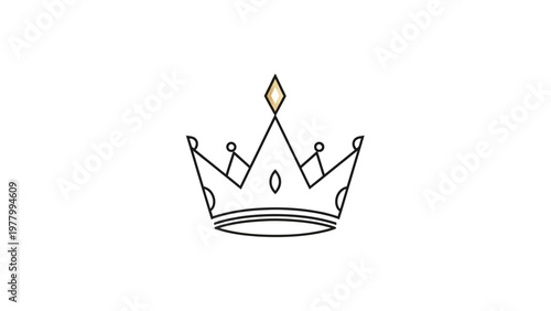 Golden crown royalty symbol icon.