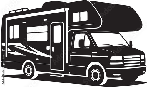 RV motorhome camper van travel vehicle silhouette icon