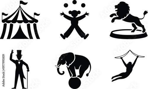 Circus Silhouette Icon Carnival Tent Outline Design