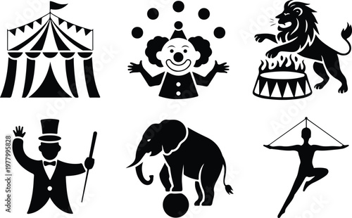 Circus Silhouette Icon Carnival Tent Outline Design
