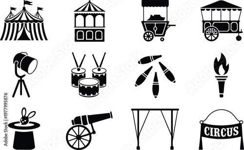 Circus Silhouette Icon Carnival Tent Outline Design