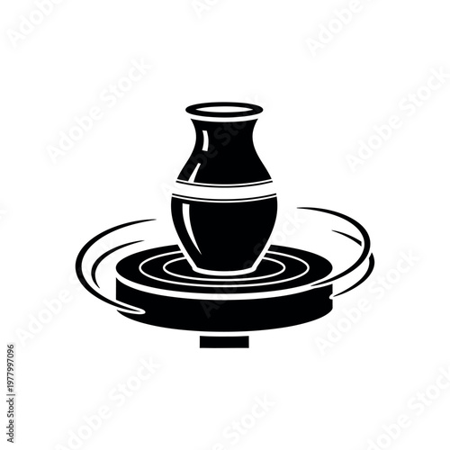 Pottery wheel with vase icon.