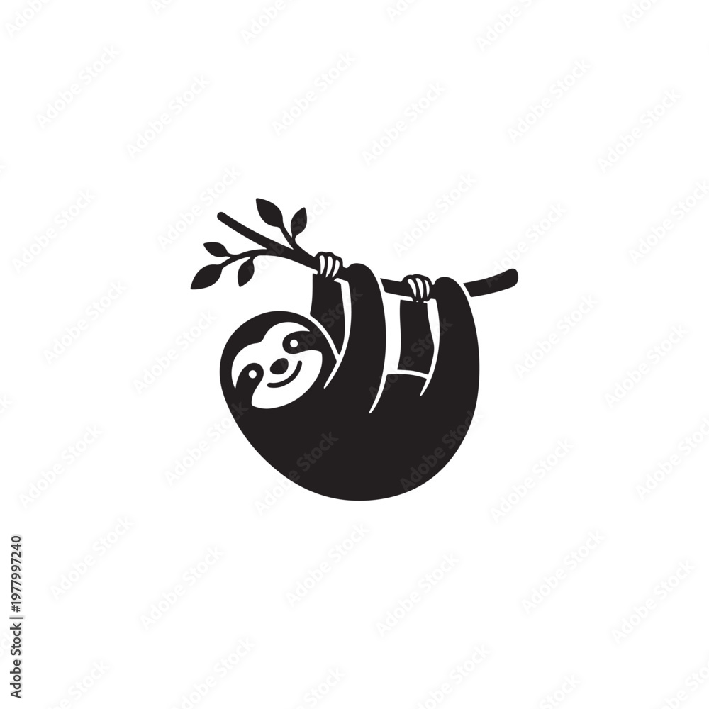 Fototapeta premium Sloth Hanging from a Tree Branch.