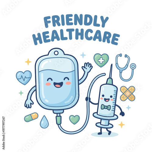 Happy IV Bag and Syringe Healthcare