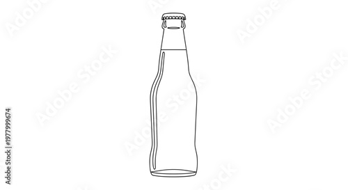 Line drawing of a classic soda bottle with an orange cap, minimalist design on a white background