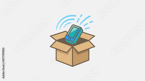 Smartphone Popping Out of Delivery Box