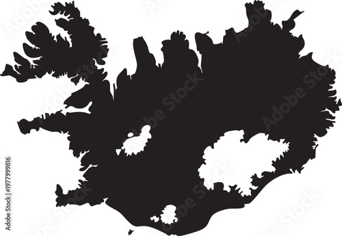 Black silhouette map of Iceland a simple vector outline for travel or geographic concepts isolated on a white background
