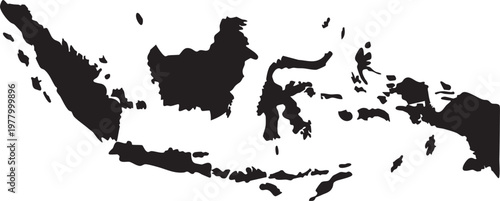 Black silhouette map of Indonesia archipelago simple vector illustration for travel and geography concepts isolated on white background