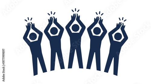 People Silhouettes Applauding with Glowing Stars