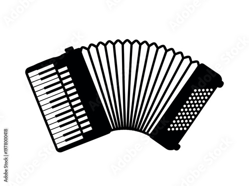 Black and White Accordion Icon Vector Illustration