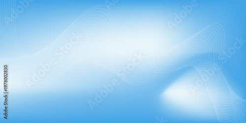 Blue abstract background with elegant white wavy lines and soft gradient