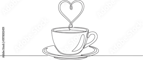 A cup of coffee and a cup of tea on a white background with mugs, saucers, and a spoon for a warm breakfast drink scene