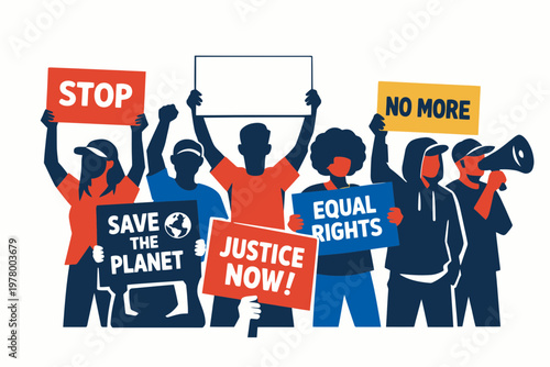 Group of Protesters Holding Signs