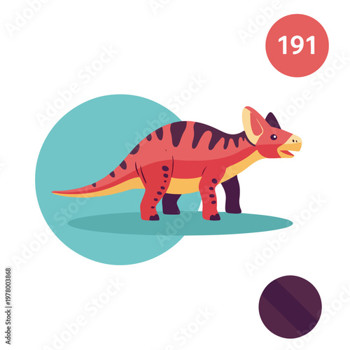Cartoon Triceratops Dinosaur Character Illustration.
