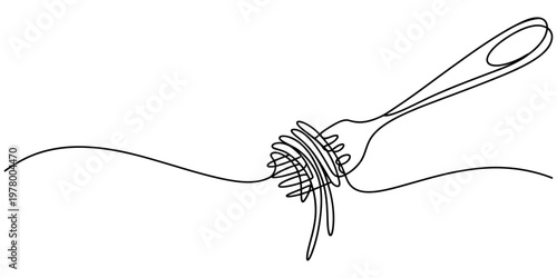 continuous one line drawing Vector illustration of fork knife and spoon utensils isolated as simple food tools