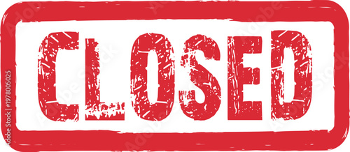 Red Closed Stamp Grunge Style Rubber Seal Vector Illustration