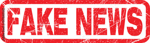 Fake News Stamp Vector, Red Grunge Rubber Label Warning Badge Design