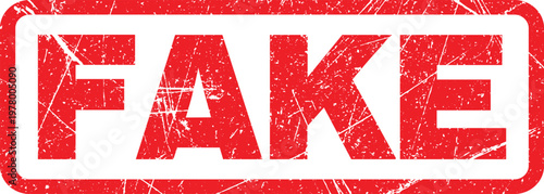 Fake Stamp Red Grunge Vintage Badge Vector Illustration Isolated on White Background