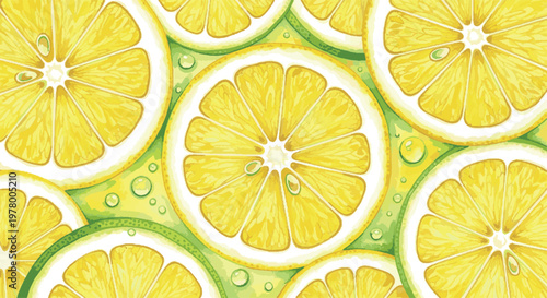Overhead view of sliced lemons and limes with water droplets vitamin c food and drink still life food photography fruit slice background pattern background refreshing vitamin