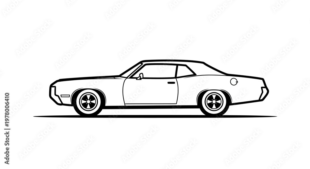 Obraz premium A classic American car is shown in a side view illustration.