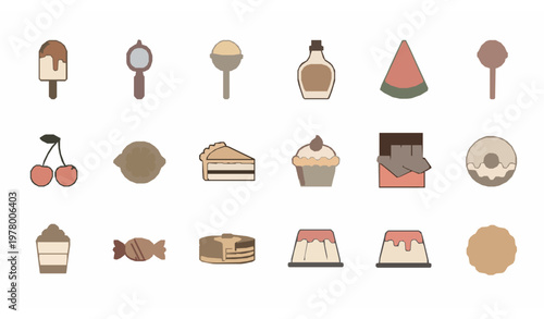 Rustic wooden icons set with furniture toys gazebo and bench in bold filled and outline vector style