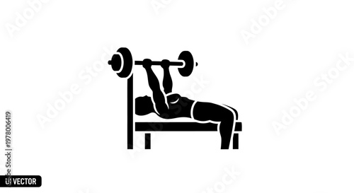 Man exercises with dumbbell on fitness bench in gym for strength training and muscle building