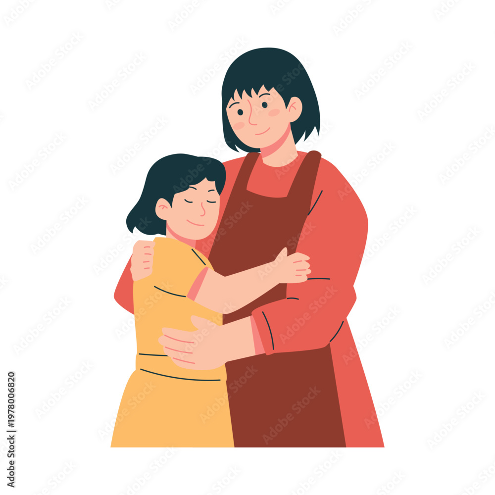 Obraz premium Happy Mothers Day Mom and Kid Flat Illustration
