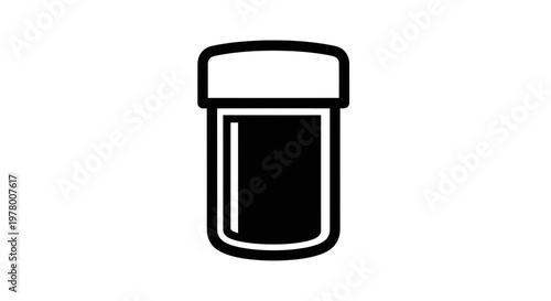 Simple Icon of a Jar with Lid, Black Silhouette on White Background